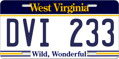 WV license plate DVI233