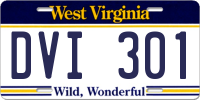 WV license plate DVI301
