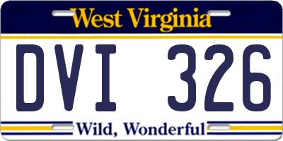 WV license plate DVI326