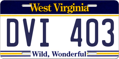 WV license plate DVI403