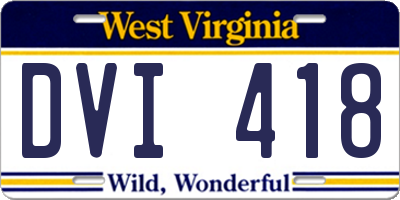 WV license plate DVI418