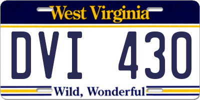 WV license plate DVI430