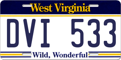WV license plate DVI533