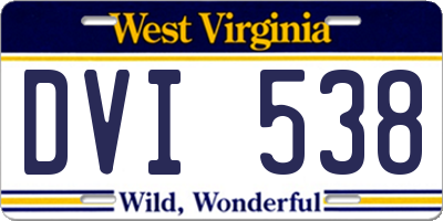 WV license plate DVI538