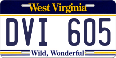 WV license plate DVI605