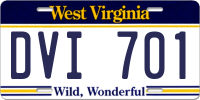 WV license plate DVI701