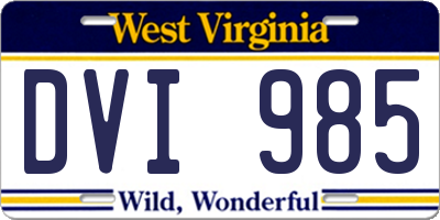 WV license plate DVI985