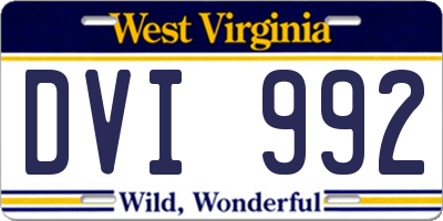 WV license plate DVI992