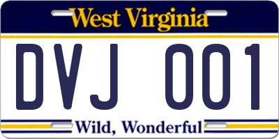 WV license plate DVJ001