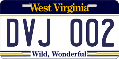 WV license plate DVJ002