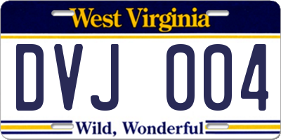 WV license plate DVJ004