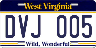 WV license plate DVJ005