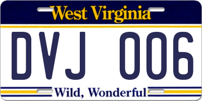 WV license plate DVJ006