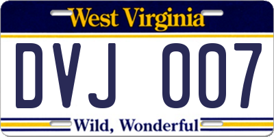 WV license plate DVJ007