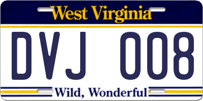 WV license plate DVJ008