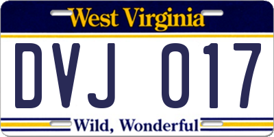 WV license plate DVJ017