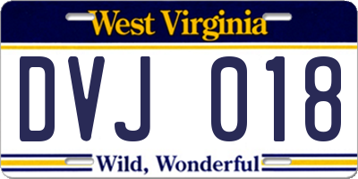 WV license plate DVJ018