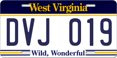 WV license plate DVJ019