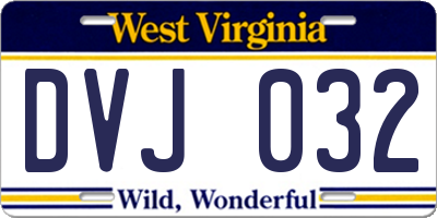 WV license plate DVJ032