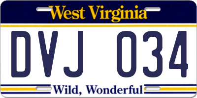 WV license plate DVJ034