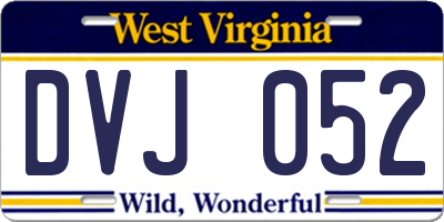 WV license plate DVJ052