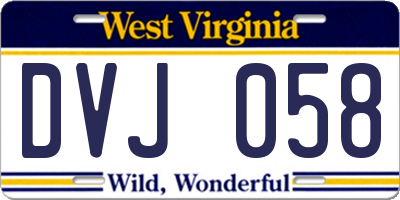 WV license plate DVJ058