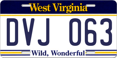 WV license plate DVJ063