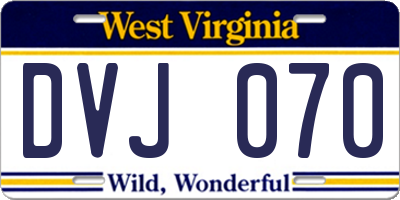 WV license plate DVJ070