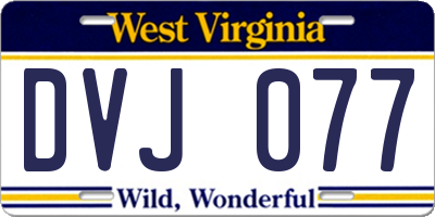 WV license plate DVJ077