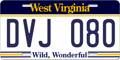 WV license plate DVJ080