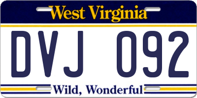 WV license plate DVJ092