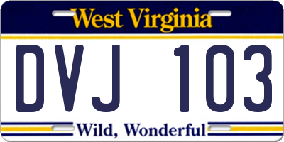 WV license plate DVJ103
