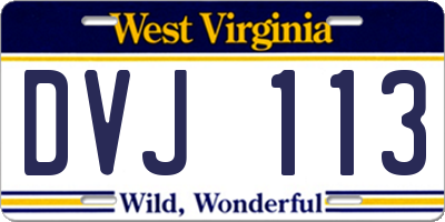 WV license plate DVJ113