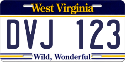 WV license plate DVJ123