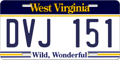 WV license plate DVJ151