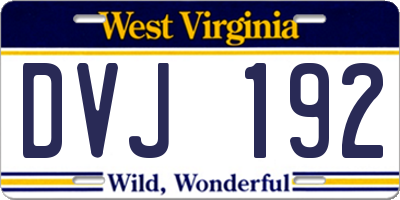 WV license plate DVJ192