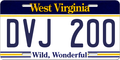 WV license plate DVJ200