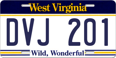 WV license plate DVJ201