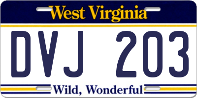 WV license plate DVJ203
