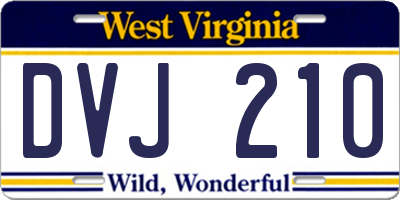 WV license plate DVJ210