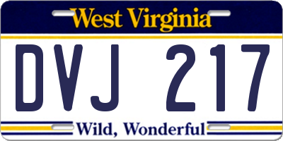 WV license plate DVJ217