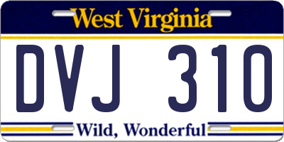 WV license plate DVJ310