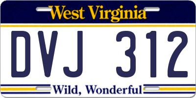 WV license plate DVJ312