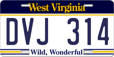WV license plate DVJ314