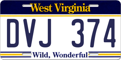 WV license plate DVJ374
