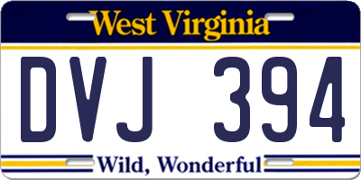 WV license plate DVJ394