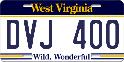 WV license plate DVJ400