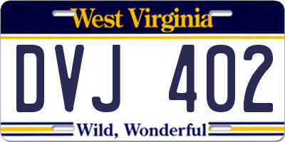 WV license plate DVJ402
