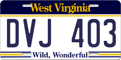 WV license plate DVJ403