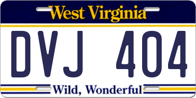 WV license plate DVJ404